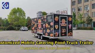 Customized Mobile Catering Food Truck Trailer with Complete Kitchen for Pizza, BBQ and Ice Cream