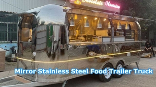 Luxury Mirror Stainless Steel Food Trailer Mobile Kitchen Fully Customized Vintage Food Truck 