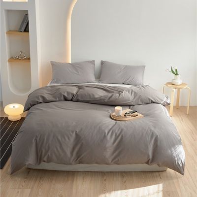 Light Gray 100% Pure Long Staple Cotton Duvet Cover Bedding Set Bed Clothes