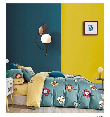 New Arrival Yellow Cyan Reactive Print 100% Pure Cotton Duvet Cover Bedding Sets