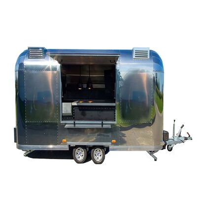 Custom Vintage Stainless Steel Mobile Food Trailer Coffee Bar Ice Cream Fast Food Catering Trailer