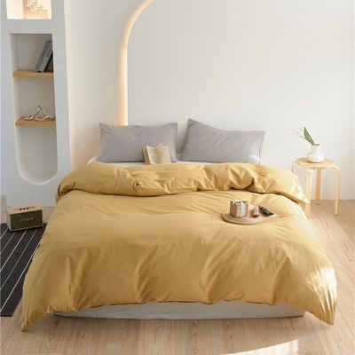 Yellow 100% Cotton Duvet Cover Bedding Set Pillow Case Fitted Sheet