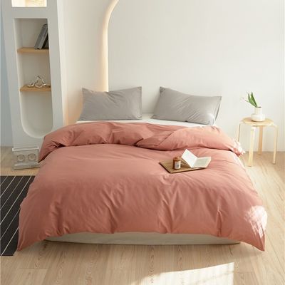 Coral Soft Natural High Yarn Cotton Duvet Cover Bedding Set Pillow Case Fitted Sheet