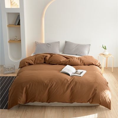 Modern Brown Pure Cotton Duvet Cover Bedding Set Pillow Case High Durability