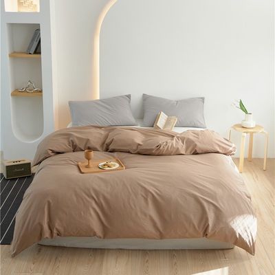 Solid Color 100% Cotton Duvet Cover Bedding Set Fitted Sheet Breathable