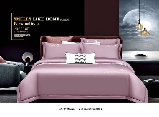 100% Egptian Cotton Pink Duvet Cover Beddings Set Customized Size