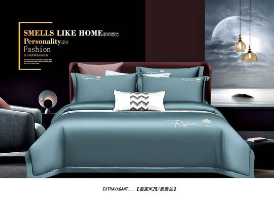 Egptian Cotton Solid Color Embroidery Duvet Cover Bedding Sets Home Textile