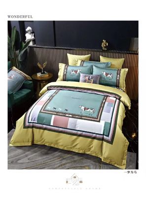 Branded Design 100%  Cotton Satin Reactive Print Customize Duvet Cover Bedding Set