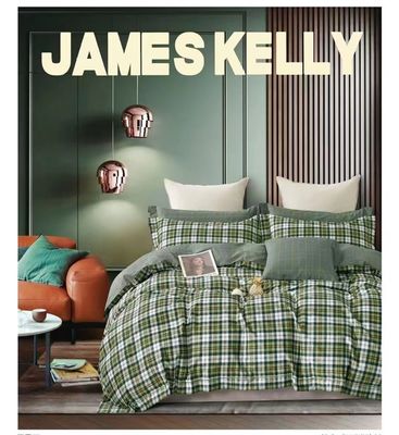 Green White Check Design Cotton Reactive Print Duvet Cover Beddings