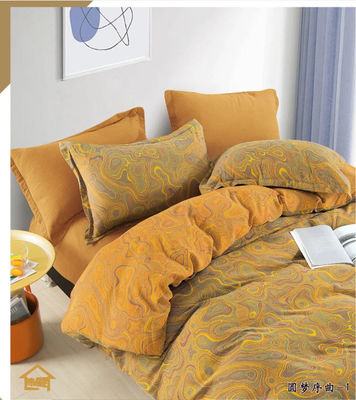 European Style Jacquard Washed Cotton Color Bedding Set Duvet Cover Pillow Case Fitted Sheet