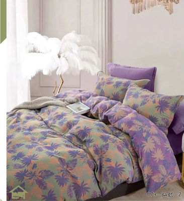 Purple Green and Beige Color Matching Washed Soft Cotton Beddings Customized Size