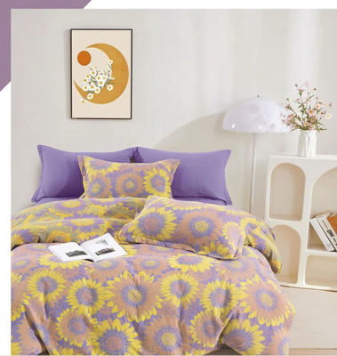 Sun Flower Jacquard Cotton Preshrunk Homeware Bedding Set Customized Size