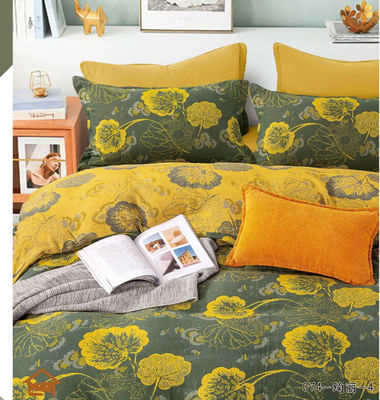 Yellow &amp; Green European Jacquard Cotton  Beddings Homeware Customized Size