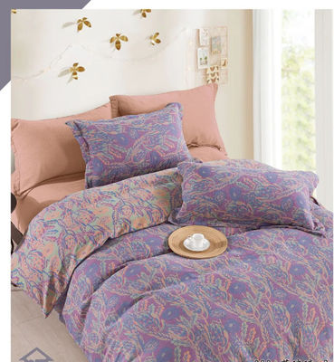 100% Washed Combed Cotton Color Weaving European Jacquard Duvet Cover Bed Sheet