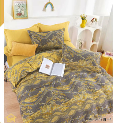 Combed Cotton Color Weaving  Double Jacquard Duvet Cover Pillow Case Fitted Sheet