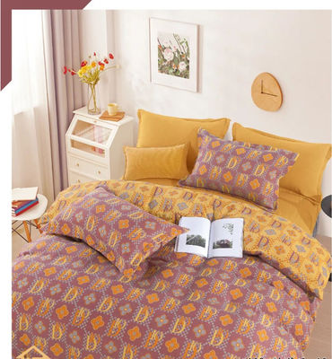 Washed Cotton Fabric Double Jacquard Bedding Set Customized Size