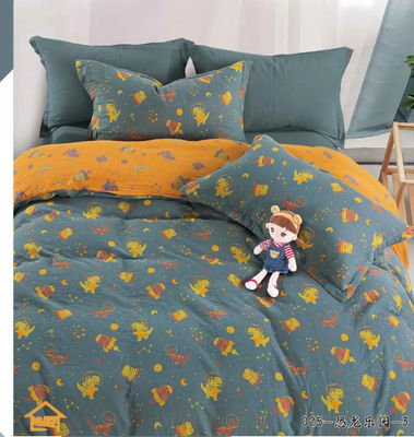 Healthy &amp; Comfortable 100% Washed Combed Cotton Color Weaving  Double Jacquard Bedding Set Duvet Cover Bed Sheet Fitted Sheet