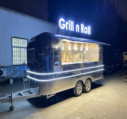 Custom Vintage Stainless Steel Mobile Food Trailer Coffee Bar Ice Cream Fast Food Catering Trailer