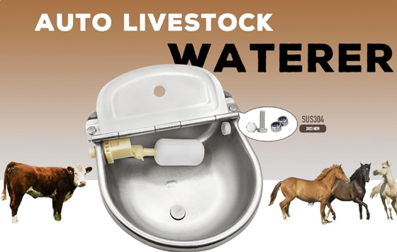 Livestock Waterer Powder Coated Corrosion Resistant Drinking Trough Easy to Connect With Farm Water Supply System for Cattle Cow Barn Use