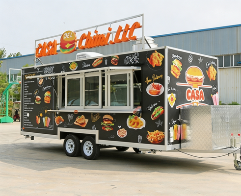Custom Mobile Food Trailer with Full Kitchen Equipment, BBQ Food Truck, Container Food Cart, Mobile Bar & Catering Trailer for Street Food, Events, Festivals and Outdoor Business